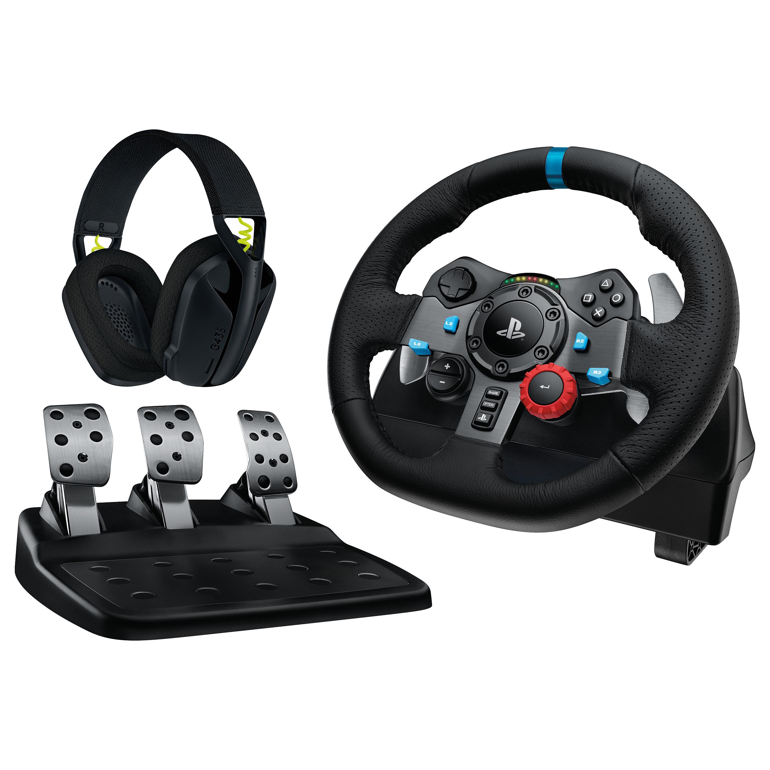 Logitech G gamingrat med pedaler og G435-headset til PC, PlayStation 5, PlayStation 4 og PlayStation 3