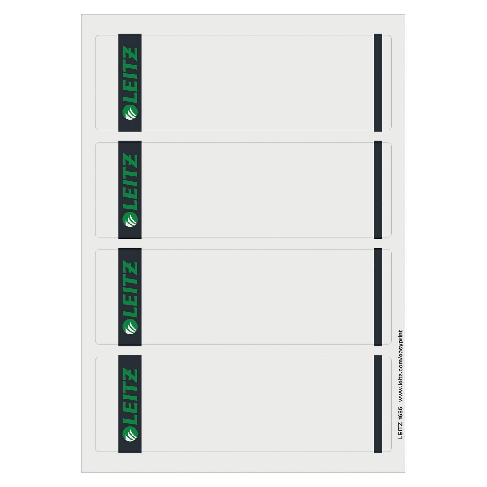 Leitz - Selv-klæbende - grå - 61 x 192 mm - 80 g/m² - 100 etikette(r) (25 ark x 4) ryg-etiketter