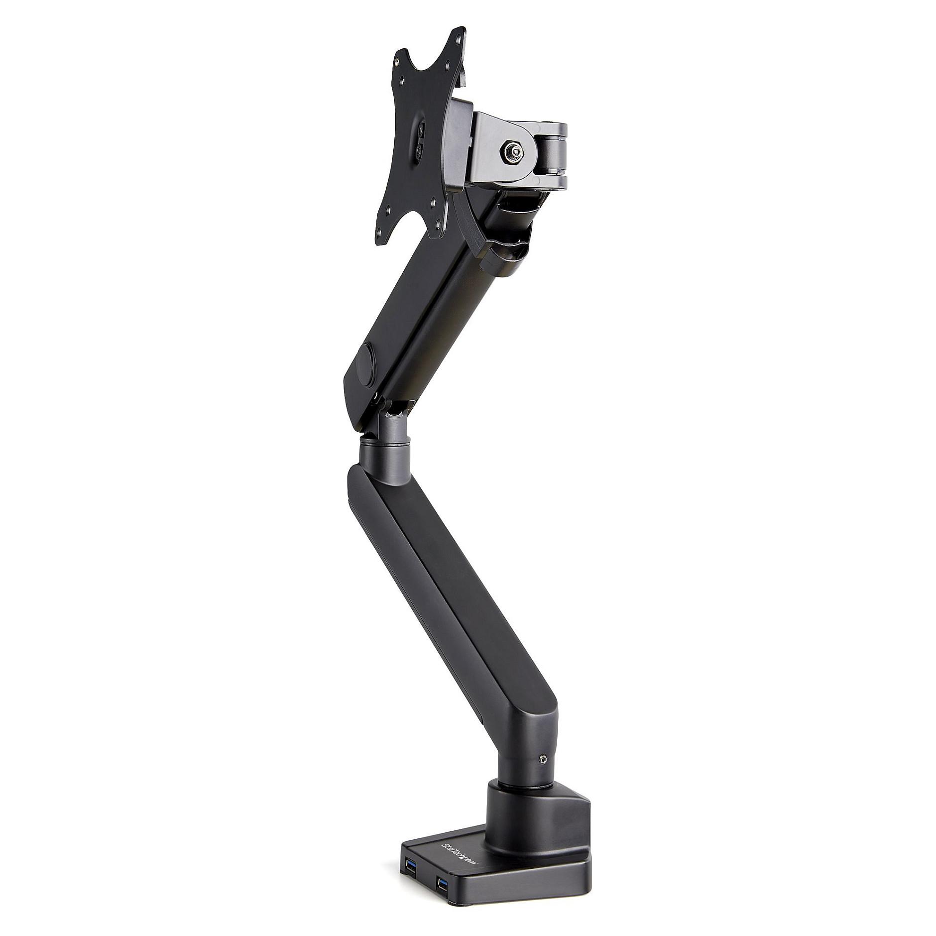StarTech.com Desk Mount Monitor Arm with 2x USB 3.0 ports, Slim Full Motion Adjustable Single Monitor VESA Mount up to 17.6lbs (8kg) Display, Ergonomic Articulating Arm, Desk Clamp/Grommet - One-touch