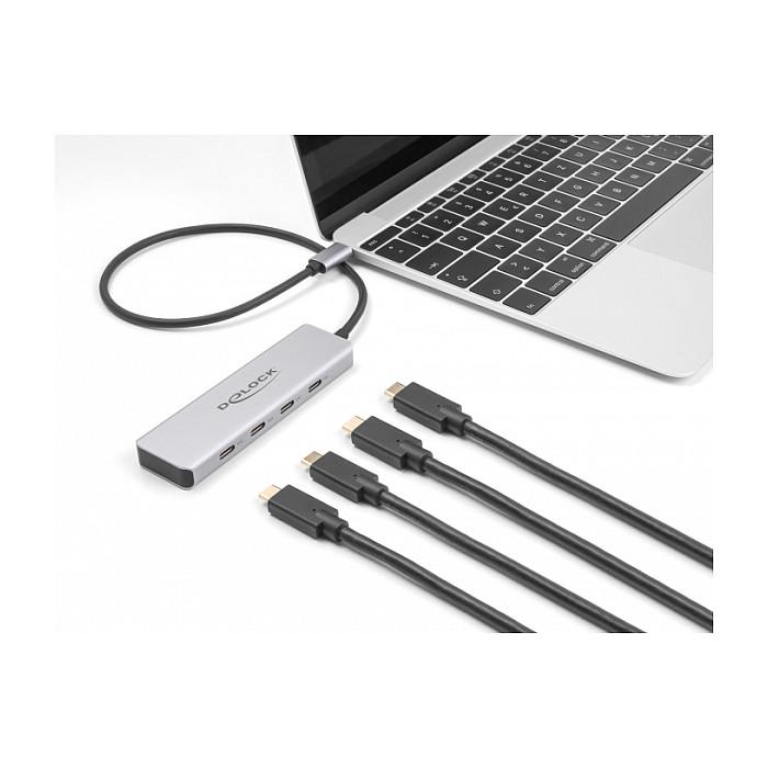 DeLOCK - Hub - 10 Gbps with 35 cm Connection Cable - 4 Ports USB hub - 4 ports - Grå