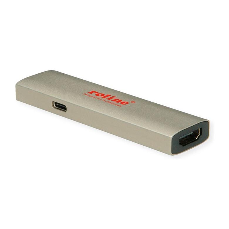 USB-C til HDMI-adapter ROLINE GOLD PD 60 W - sort/guld