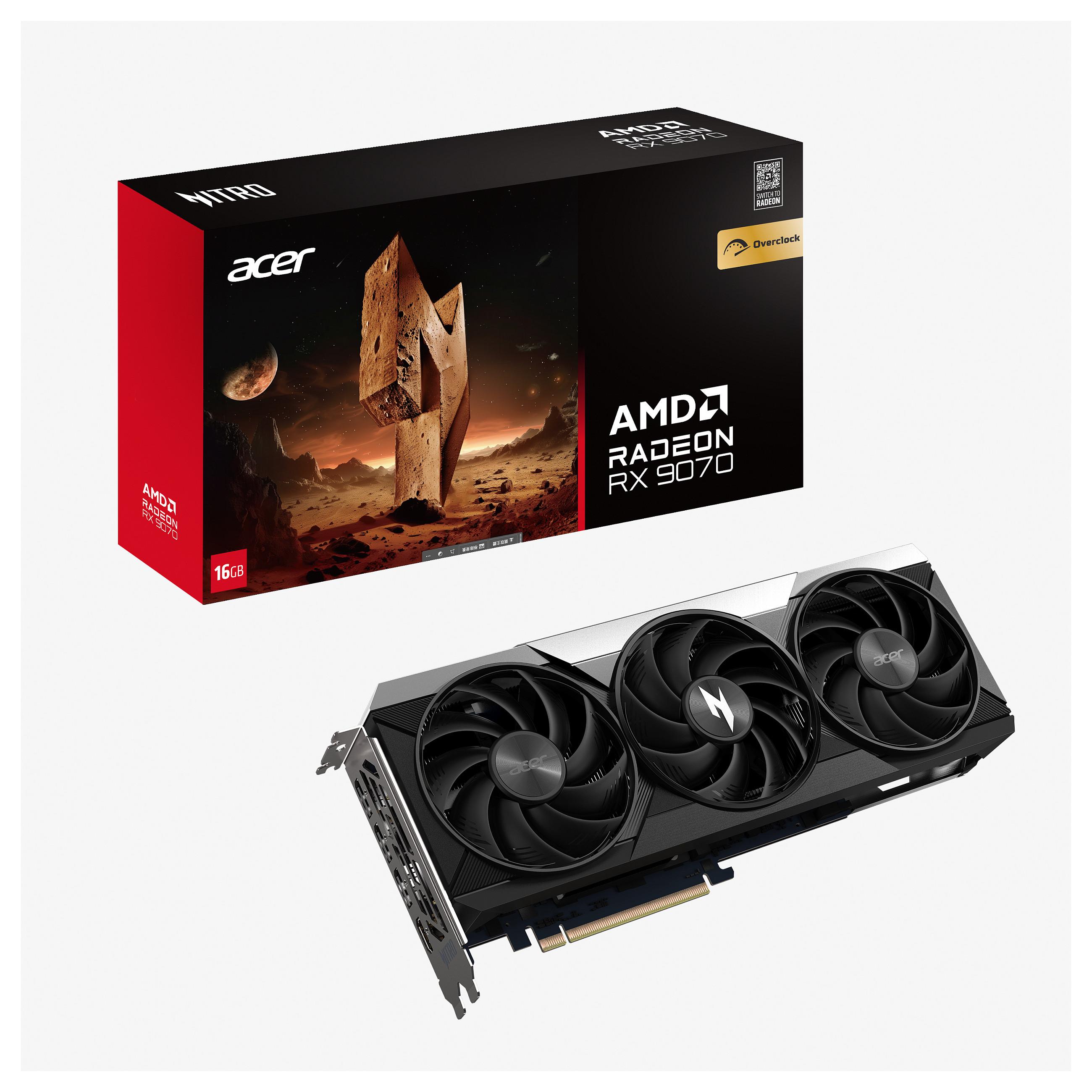 Acer Nitro Radeon RX 9070 OC - OC Edition - grafikkort - Radeon RX 9070 - 16 GB GDDR6 - PCI Express 5.0 - HDMI, 3 x DisplayPort