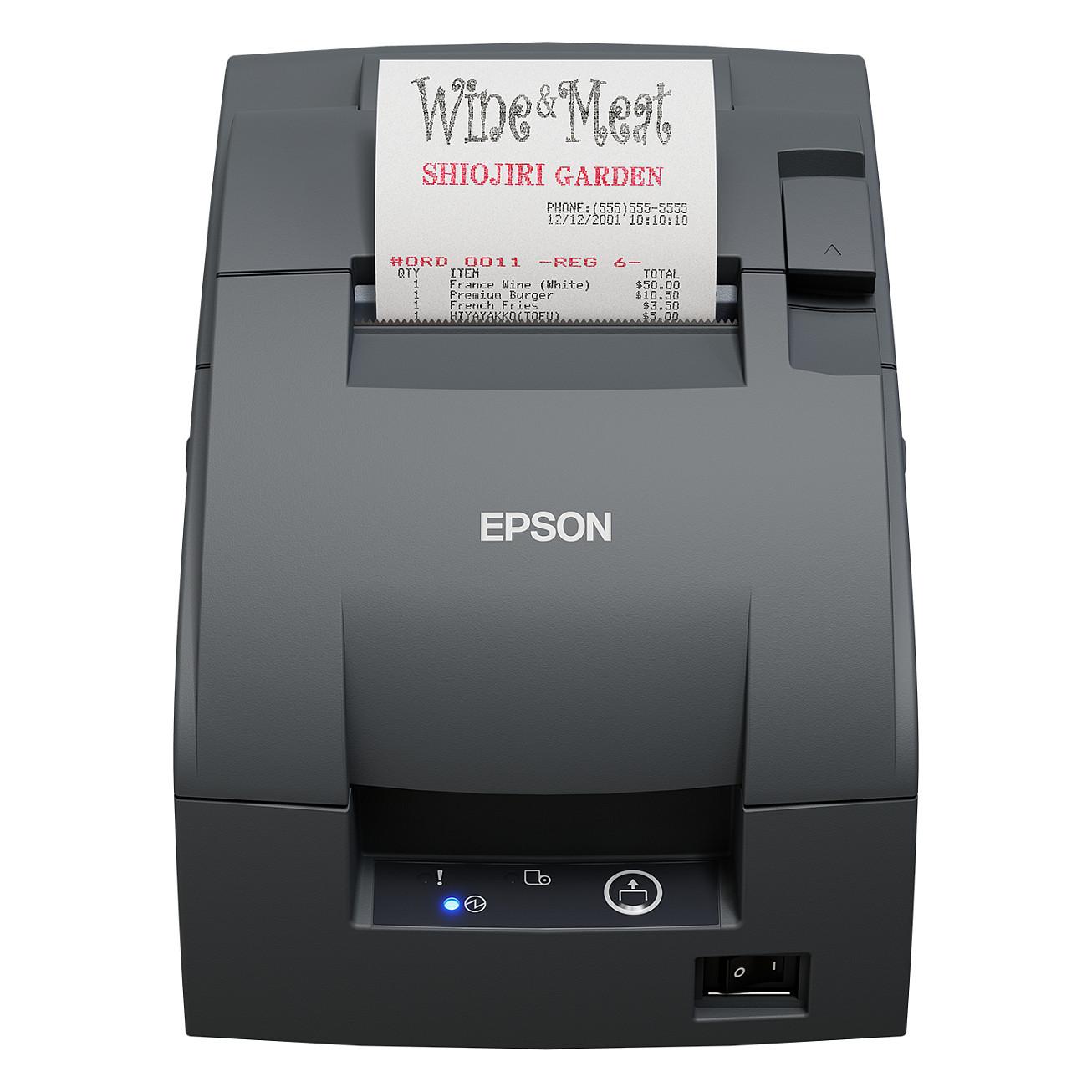 Epson TM U220IIB (102) - Kvitteringsprinter - to-farvet (monokrom) - dot-matrix - Rulle (7,6 cm) - 16 cpi - 9 pin - op til 8.8 linier/sek. - seriel - skærer - mørkegrå