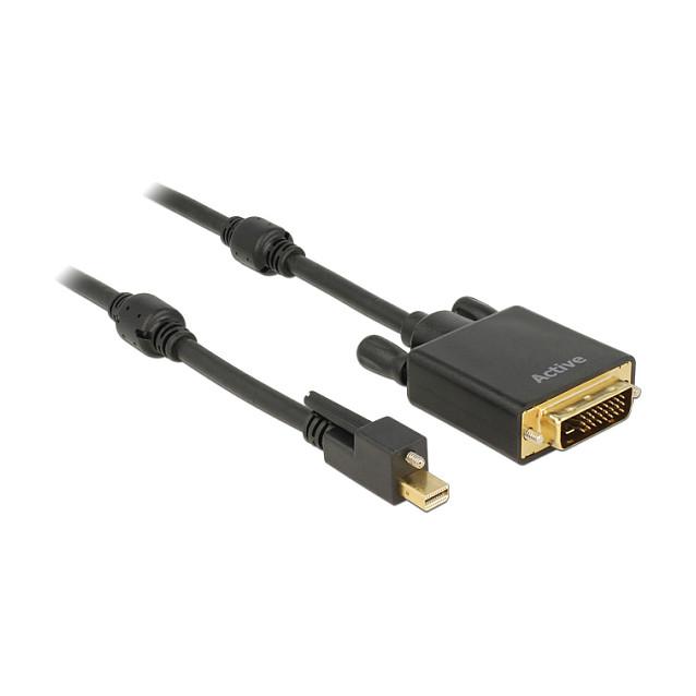 Delock Cable mini Displayport 1.2 male with screw > DVI male 4K Active