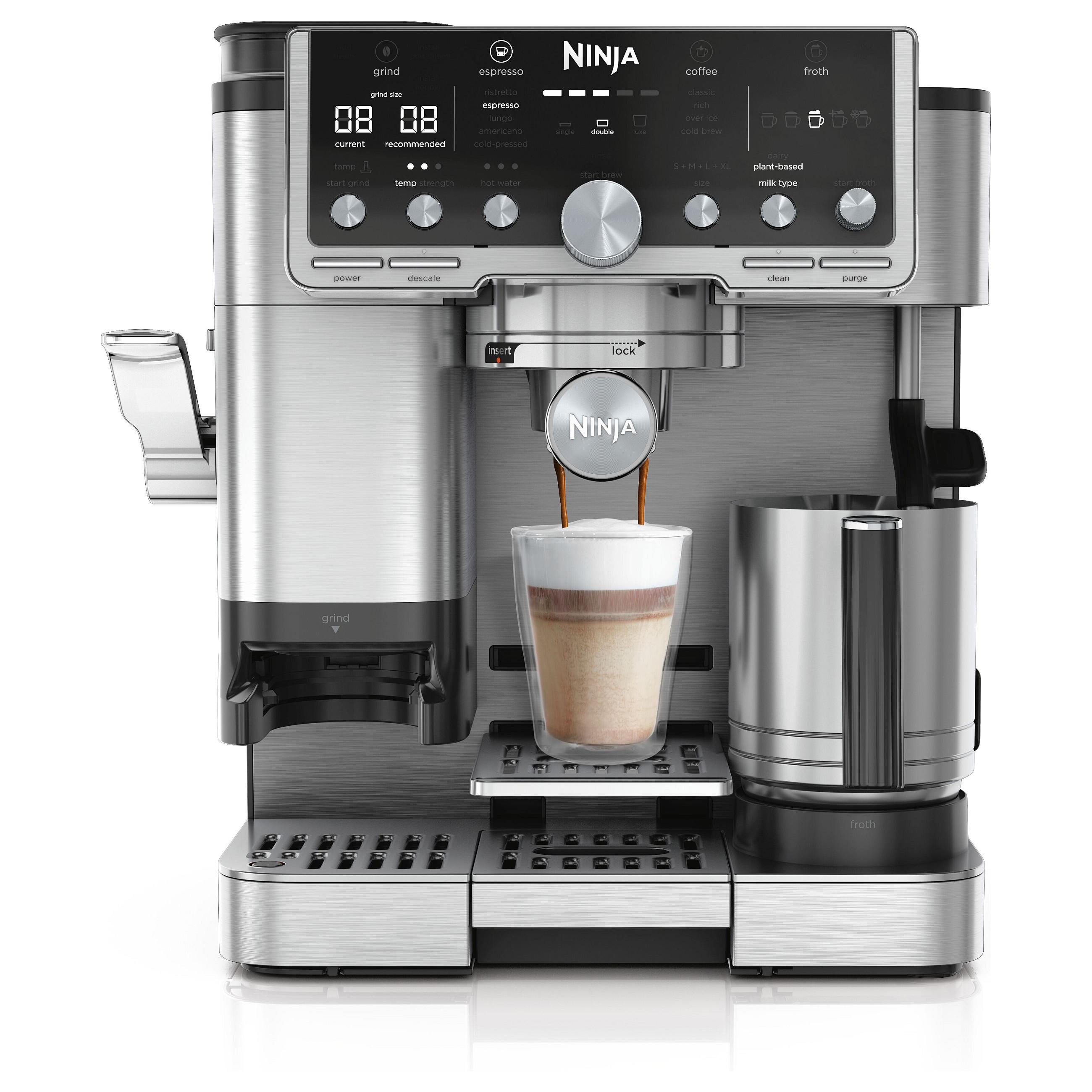 Ninja Luxe Café Pro ES701EU espressomaskine med kaffekværn og mælkeskummer - sølv