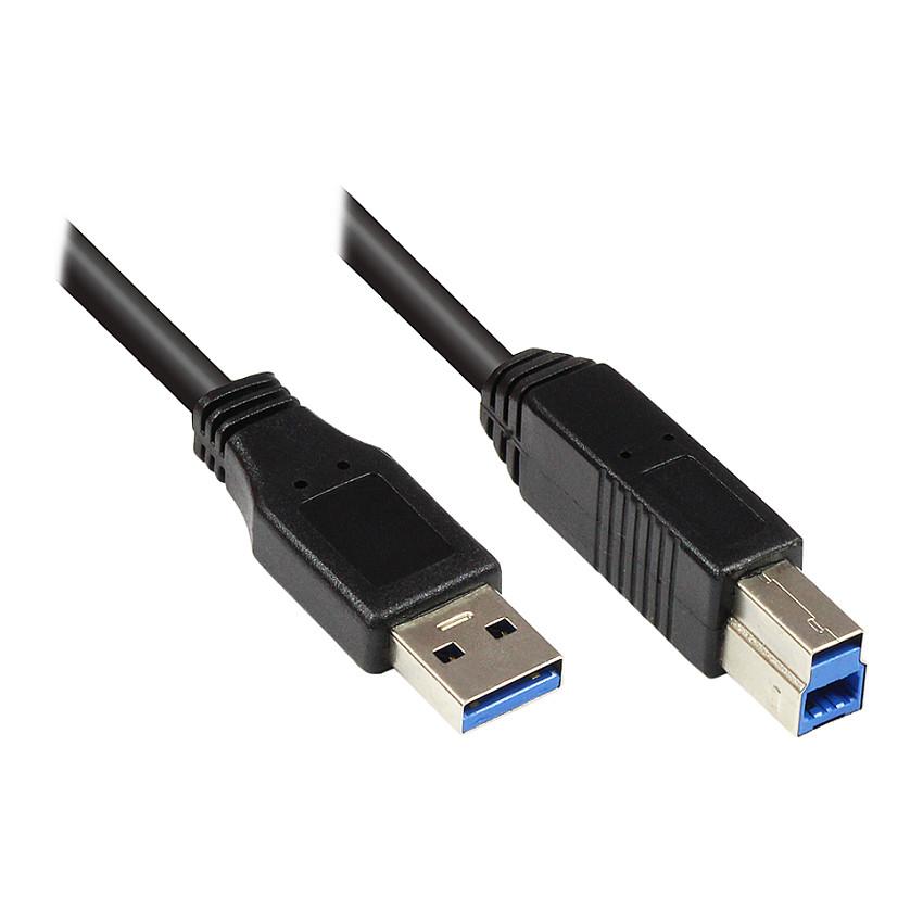 USB 3.0-kabel Good Connections A-B - sort, 0,2 m