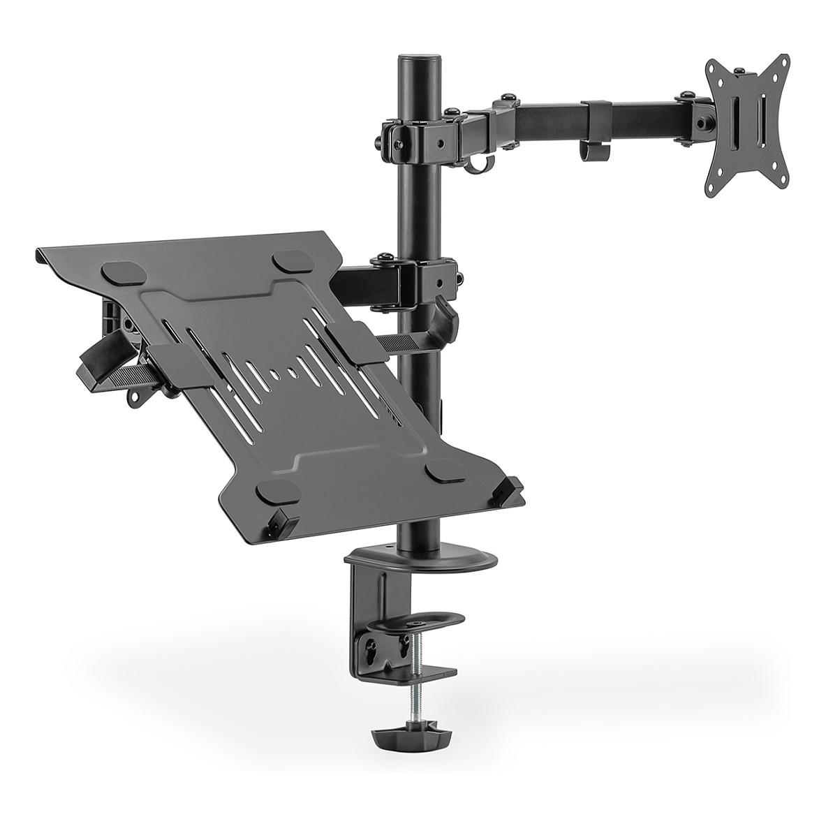 DIGITUS - Monteringssæt (klemme, notesbog-bakke, monitorarm, hurtigudløser VESA-plade) - for monitor / notebook - universal - plastik, stål - mat sort - skærmstørrelse: up to 32 (monitor) / up to 15.6 (notebook) - C-klemme