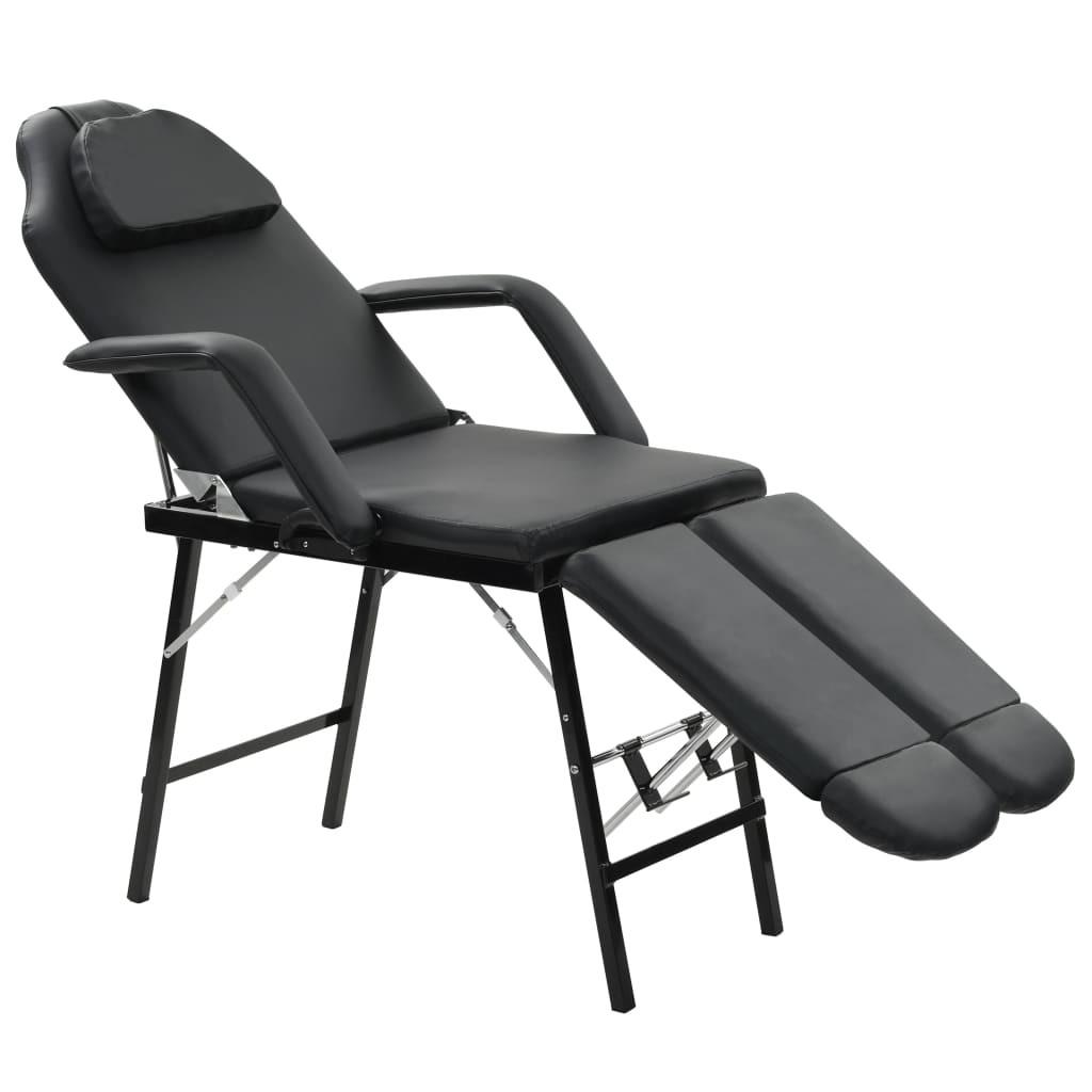 Mobil ansigtsbehandlingsstol kunstlæder 185 x 78 x 76 cm sort