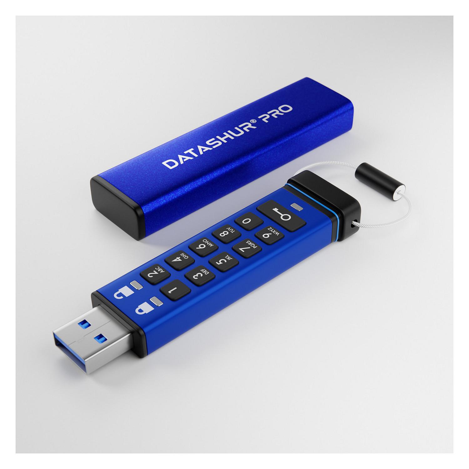 Krypteret USB-flashdrev iStorage datAshur PRO 64 GB - blå