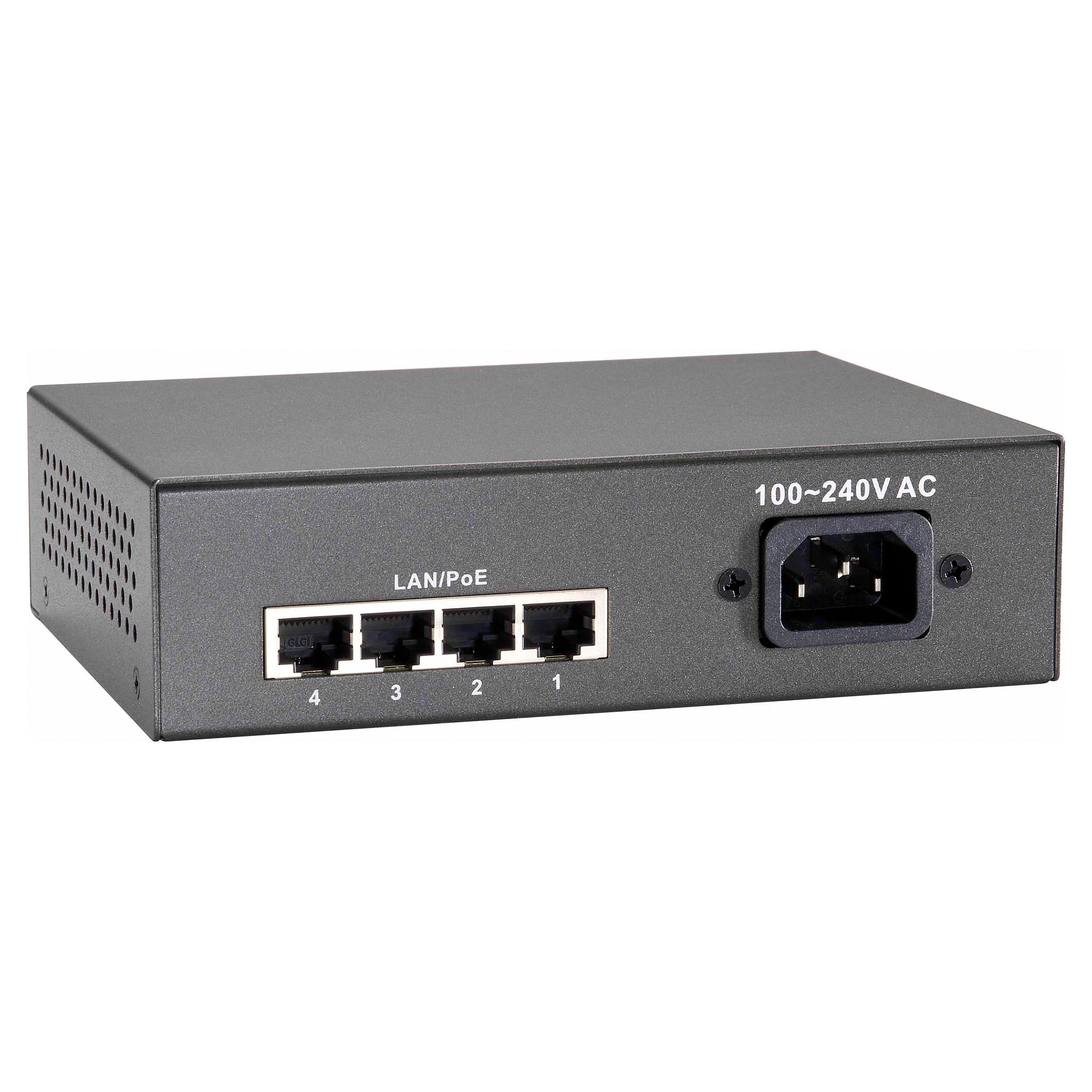 LevelOne FEP-0511 5-port Fast Ethernet PoE-switch med 4 PoE-udgange og 65 W