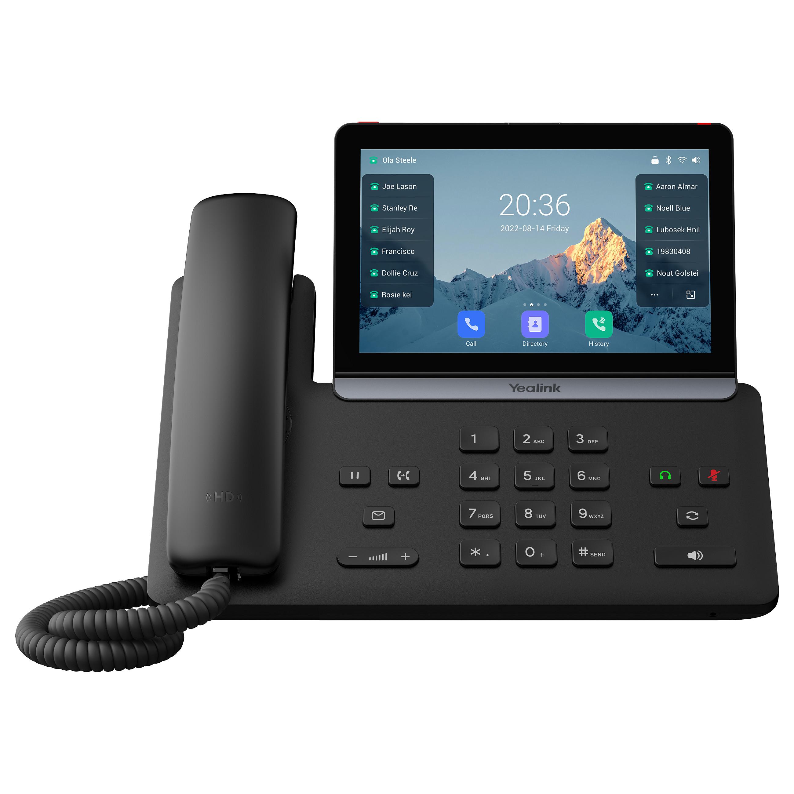 Yealink SIP-T88W - VoIP-telefon med opkalds-ID/opkald venter - IEEE 802.11a/b/g/n/ac/ax (Wi-Fi) / Bluetooth 5.0 - 10-vejs opkaldskapacitet - SIP, SIP v2, ICE