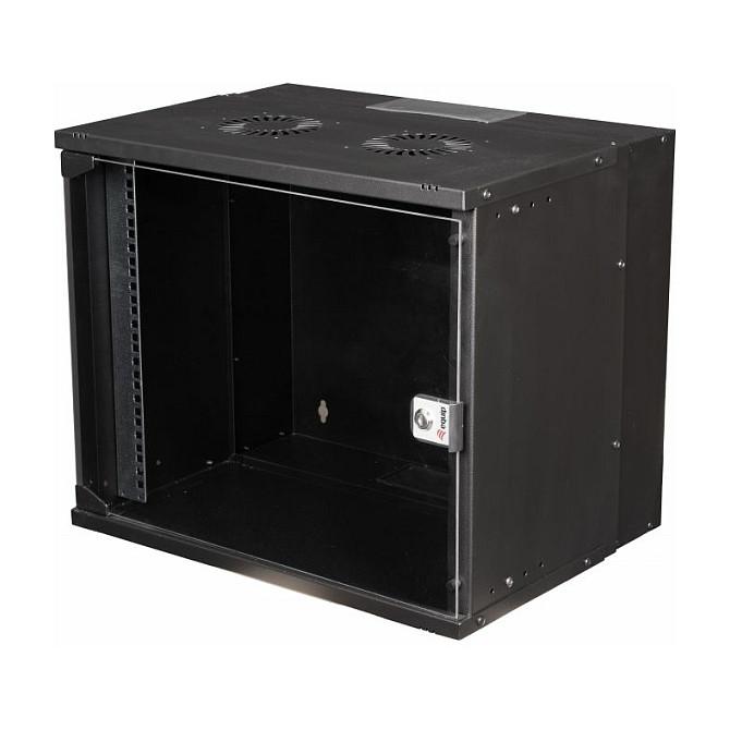 EQUIP Eco Mount 19" vægmonteret rackskab 9U 400 mm - sort med hærdet glasdør