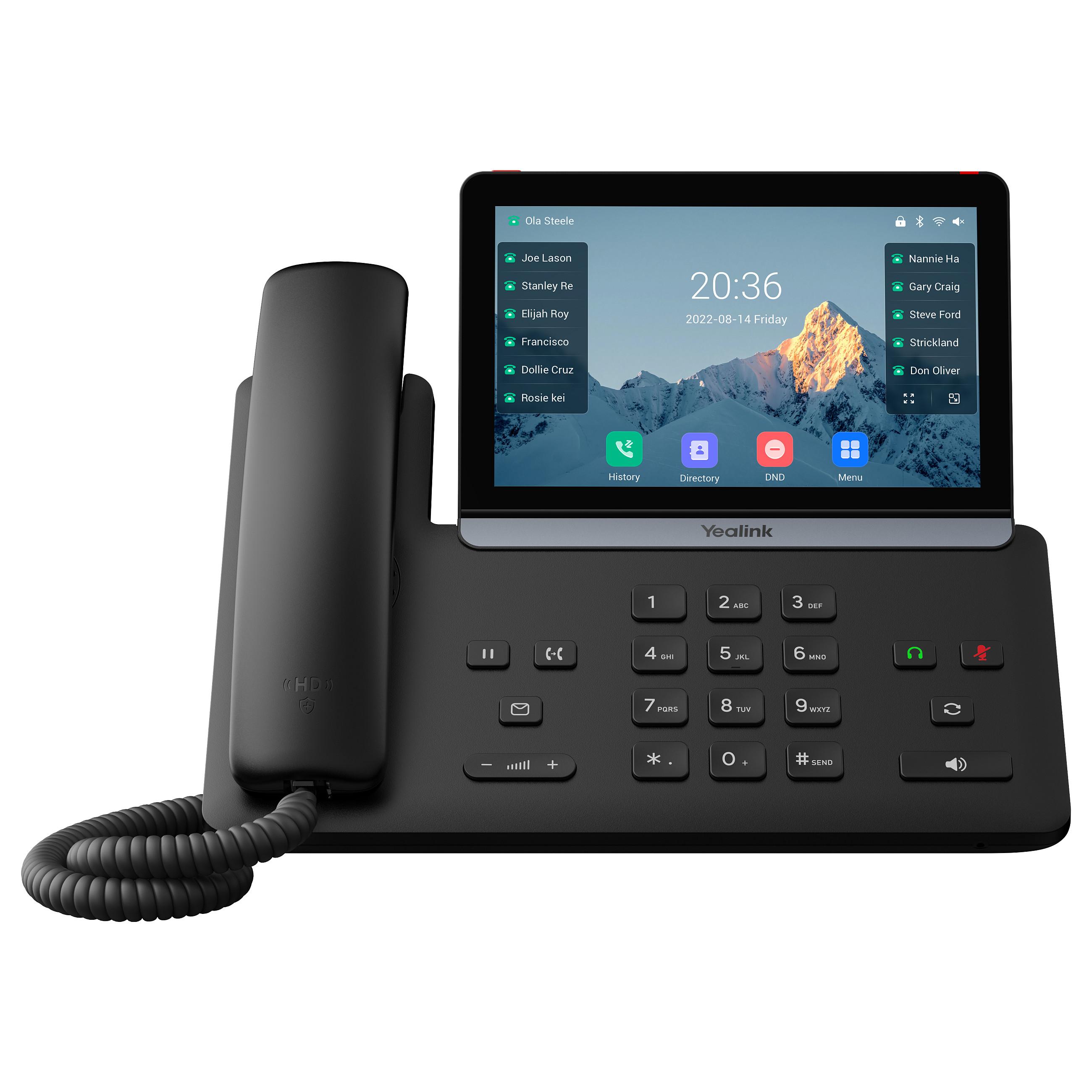 Yealink SIP-T87W - VoIP-telefon med opkalds-ID/opkald venter - IEEE 802.11a/b/g/n/ac/ax (Wi-Fi) / Bluetooth 5.0 - 10-vejs opkaldskapacitet - SIP, SIP v2, ICE