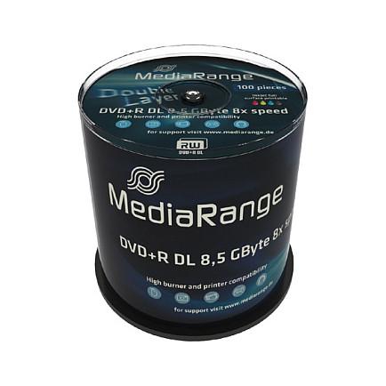 MediaRange DVD+R DL 8,5 GB 8x - 100 stk., fuldt printbare