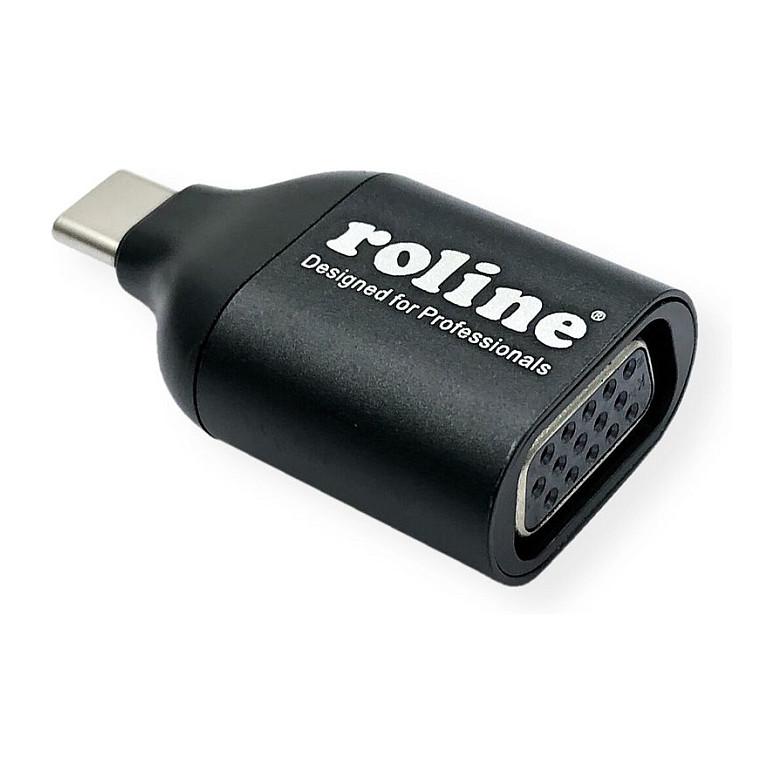 Displayadapter ROLINE 12.03.3228 USB-C til VGA - sort