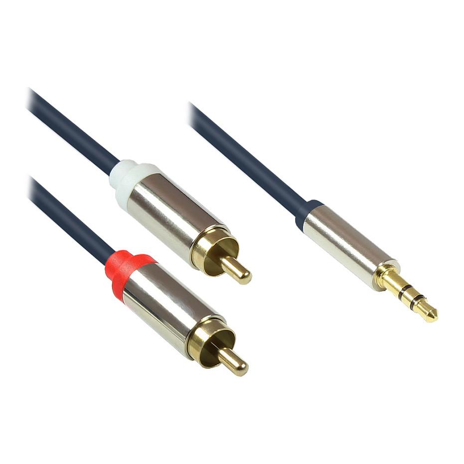 Lydkabel GC-M0058 3,5 mm jack til 2 x RCA - mørkeblå, 1,5 m