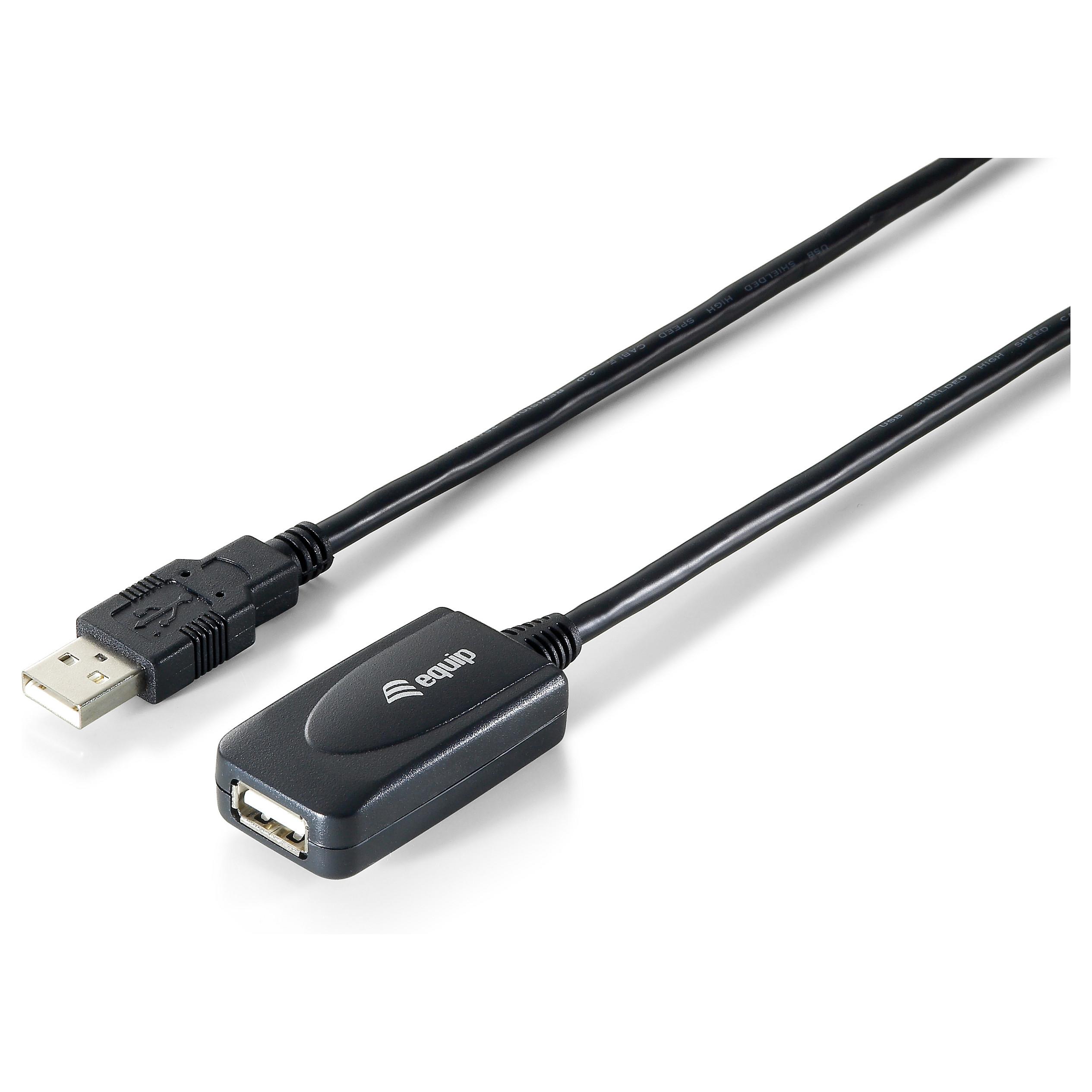 Aktivt USB-forlængerkabel equip USB 2.0 Type A 5 m - sort