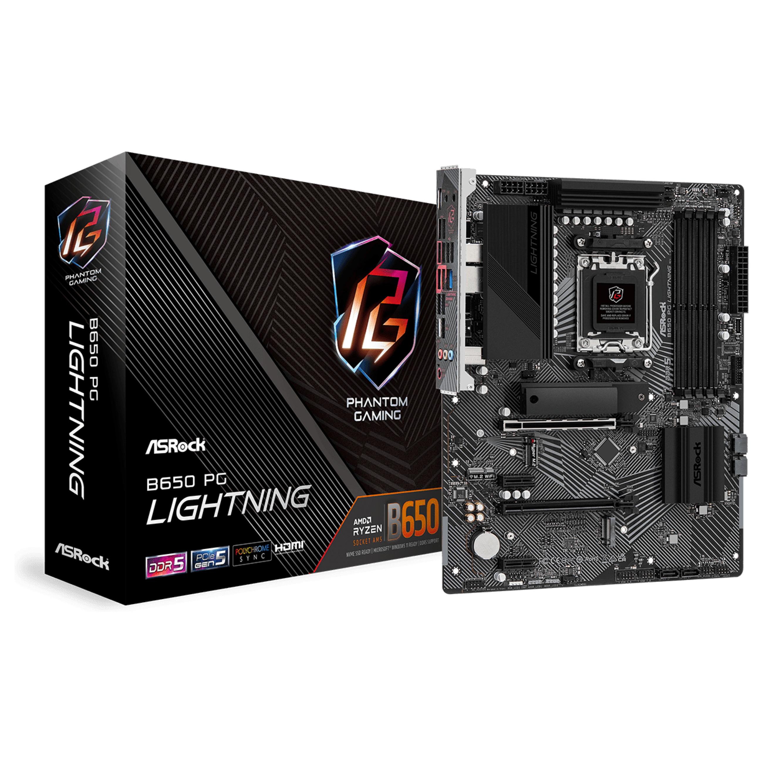 ASRock B650 PG Lightning Bundkort - AMD B650 - AMD AM5 socket - DDR5 RAM - ATX - GEEKD.dk