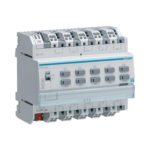 KNX binærindgang Hager TXA310 - 10-kanals 230 V