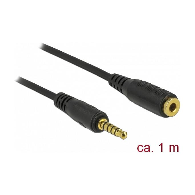 Forlængerkabel DeLOCK 85701 3,5 mm 5-pin jack han til hun 1 m - sort
