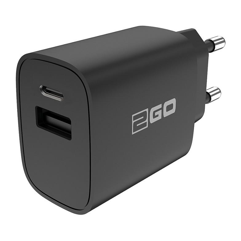 USB-oplader 2GO 797273 20 W med USB-A og USB-C - sort