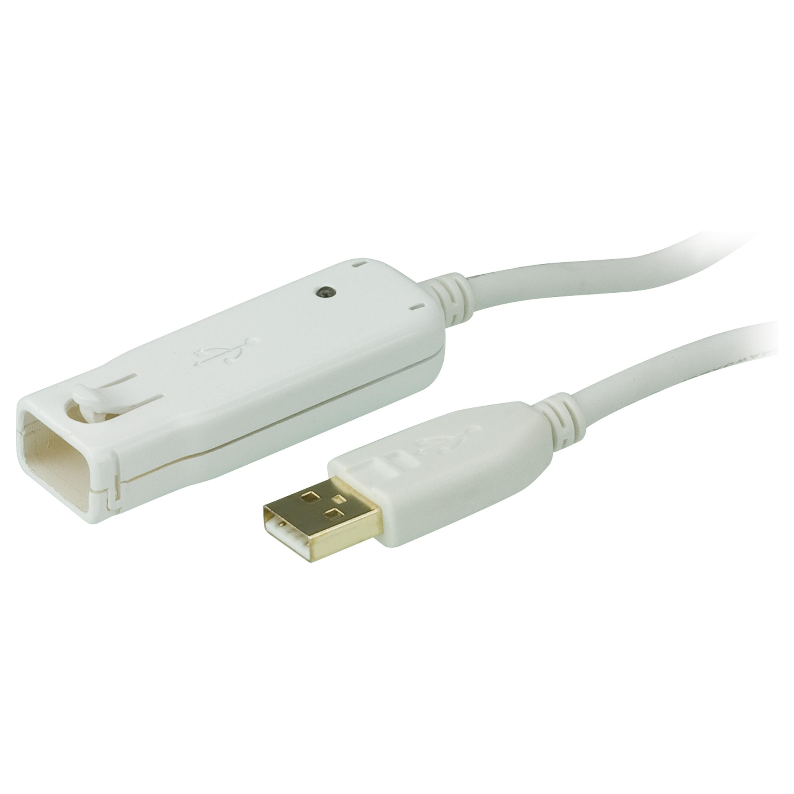 Aktiv Usb 2.0 Forlængerkabel USB A Han - USB A Hun 12 m Elfenbensfarvet