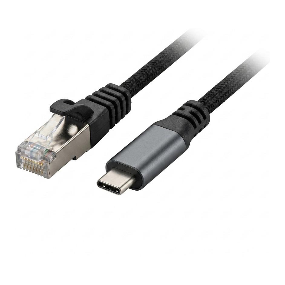 Kabel USB CSt RJ45St_Netzwerkkarte 20m USB32 schwarzTextil Synergy 21
