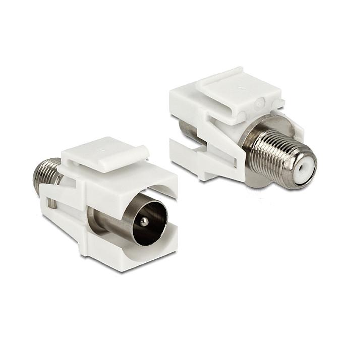 Keystone-modul DeLOCK 86335 IEC-stik til F-bøsning - hvid