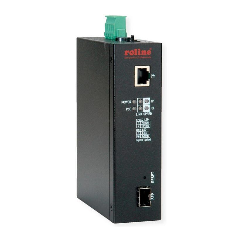 Industriel mediekonverter ROLINE Gigabit Ethernet 100/1000 fiber med PoE++