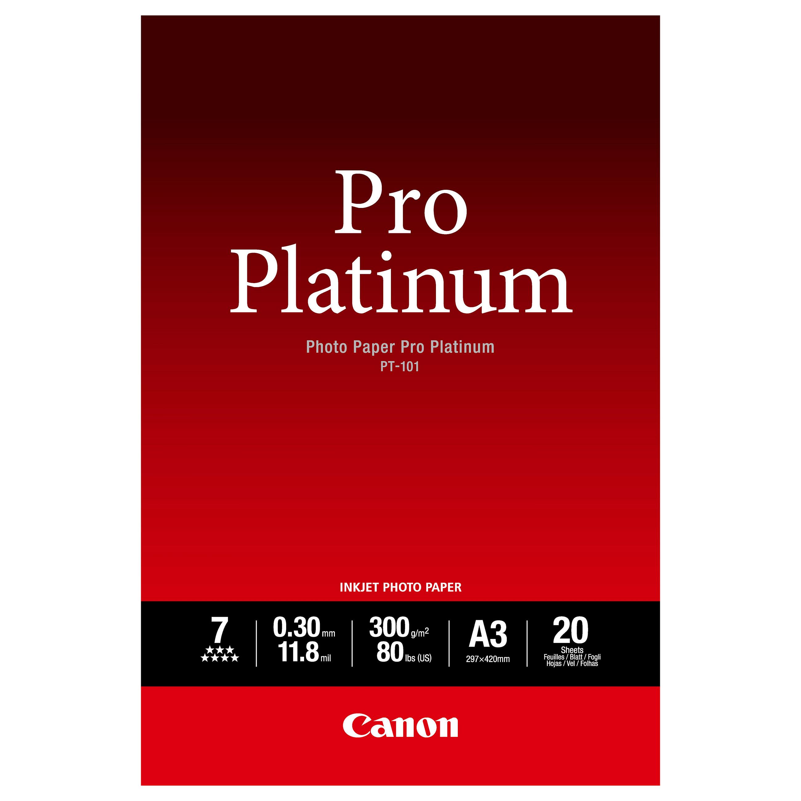 Canon Photo Paper Pro Platinum - A3 (297 x 420 mm) - 300 g/m2 - 20 ark fotopapir - for PIXMA Pro9000, Pro9500
