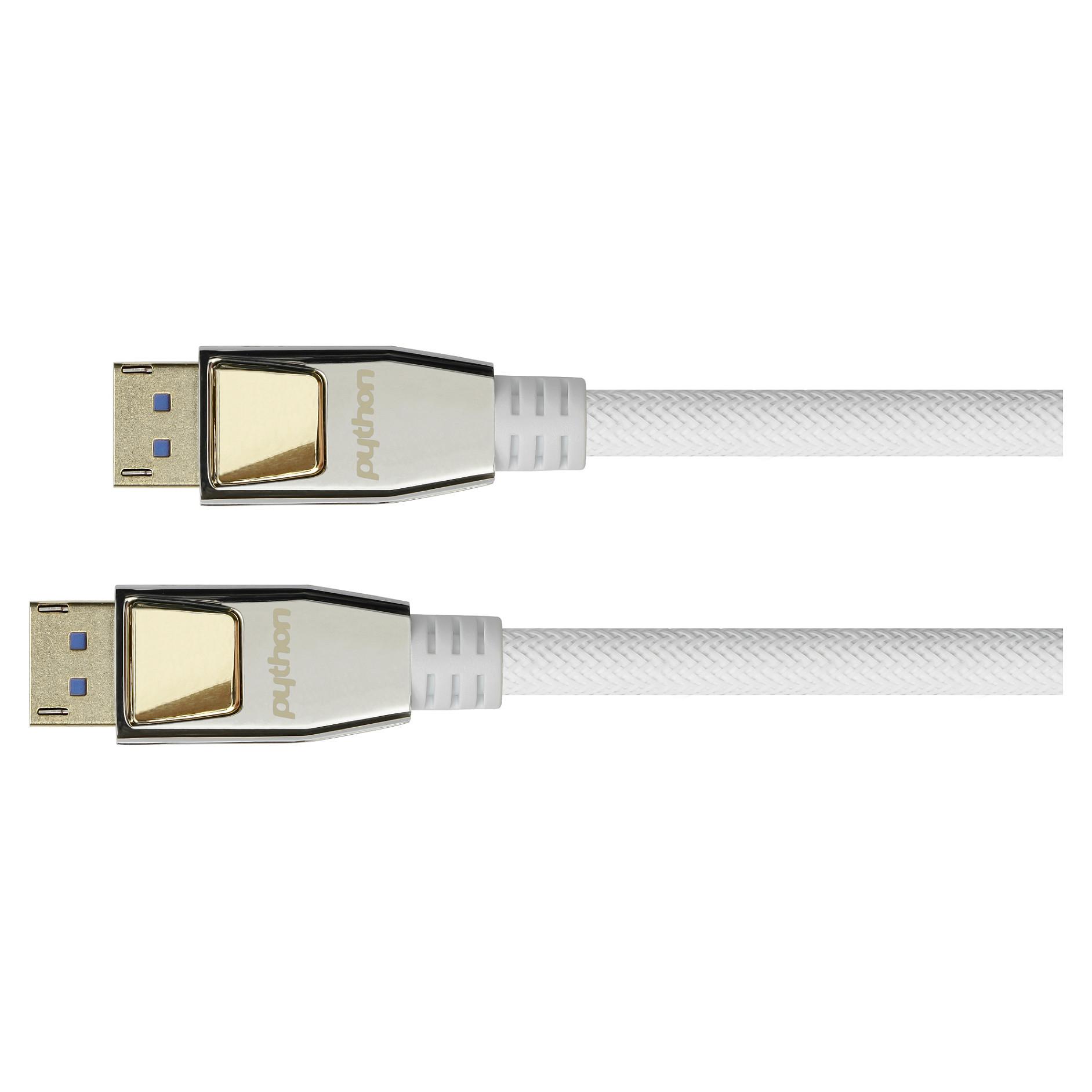 DisplayPort-kabel Python 2.0 med nylonflet - hvid 1 m