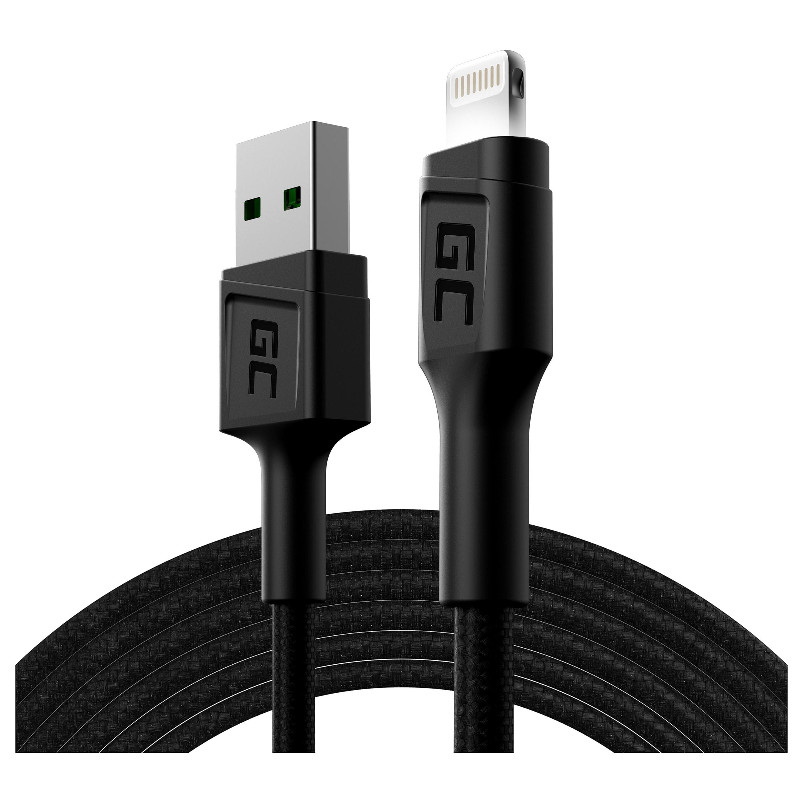 Green Cell KABGC12 Lightning-kabel 2 m - sort USB-A til Lightning