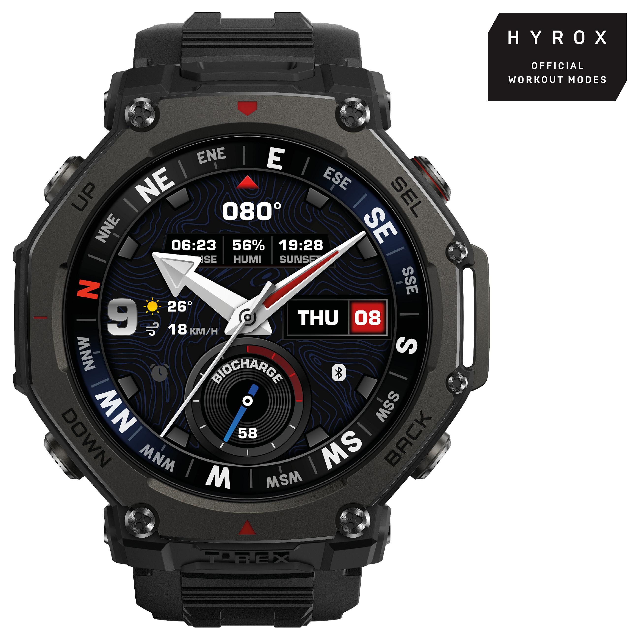 Amazfit T-Rex 3 Pro 48 mm smartwatch med 1,5" AMOLED, GPS, NFC og silikonerem - Taktisk sort