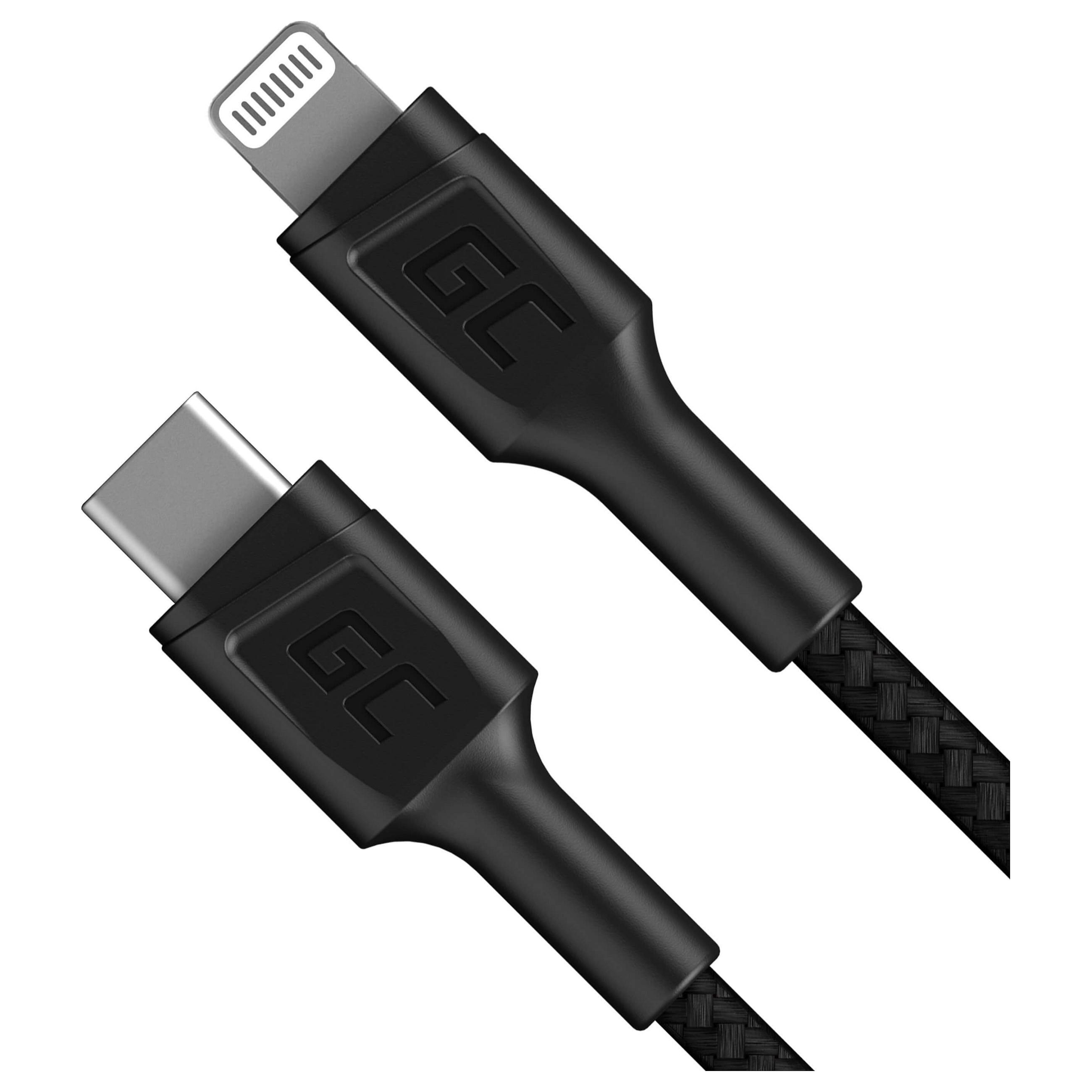 USB-C til Lightning-kabel Green Cell KABGC07 - 1 m, sort