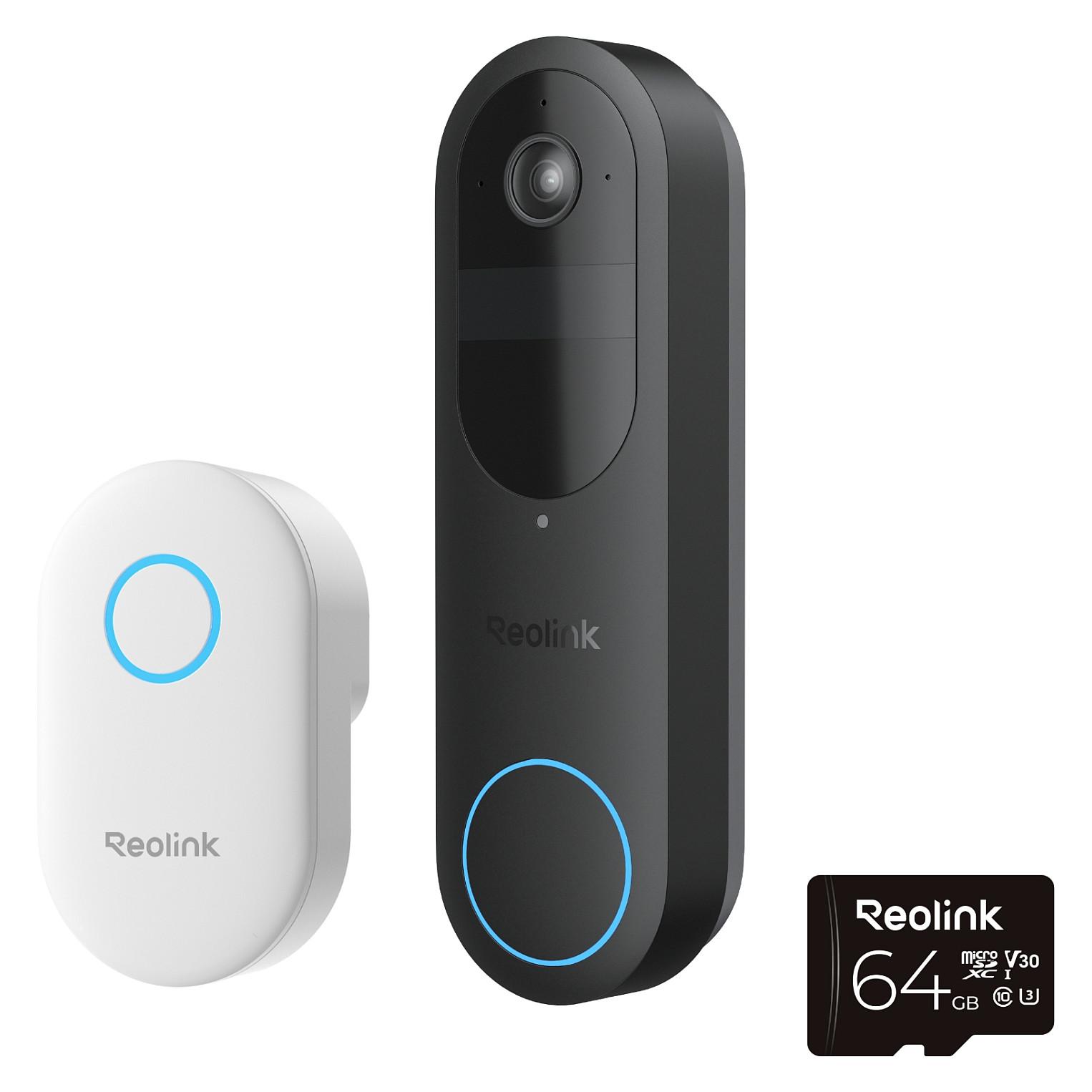Reolink D340B w/ Chime + 64GB SD video samtalesystem 4 MP Sort