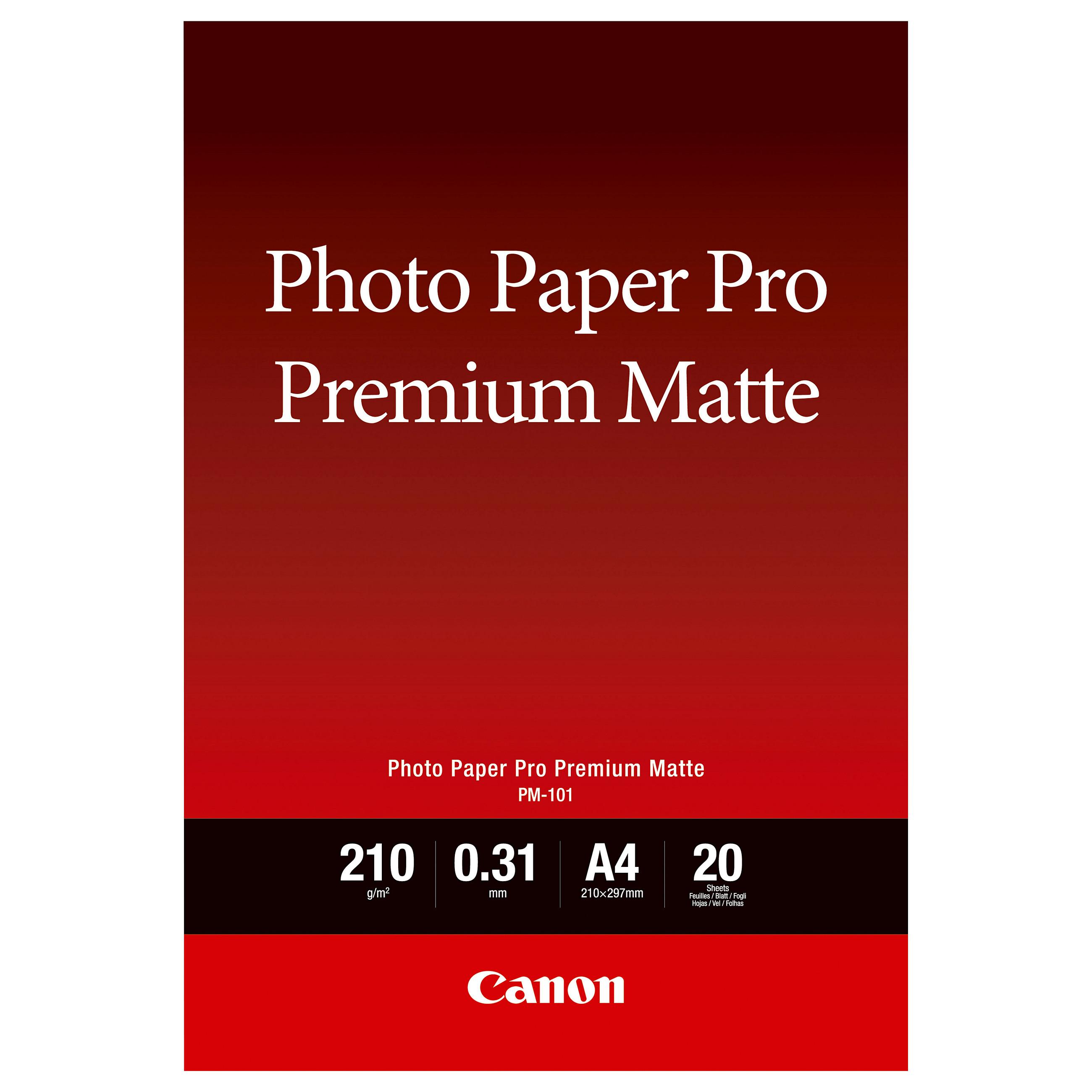 Canon Pro Premium PM-101 - Glat mat - 310 micron - A4 (210 x 297 mm) - 210 g/m² - 20 ark fotopapir - for PIXMA PRO-1, PRO-10, PRO-100