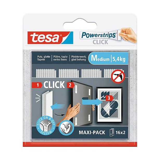 TESA Powerstrips CLICK M, Monteringspude, Hvid, Indendørs, 5,4 kg, 20 mm, 80 mm