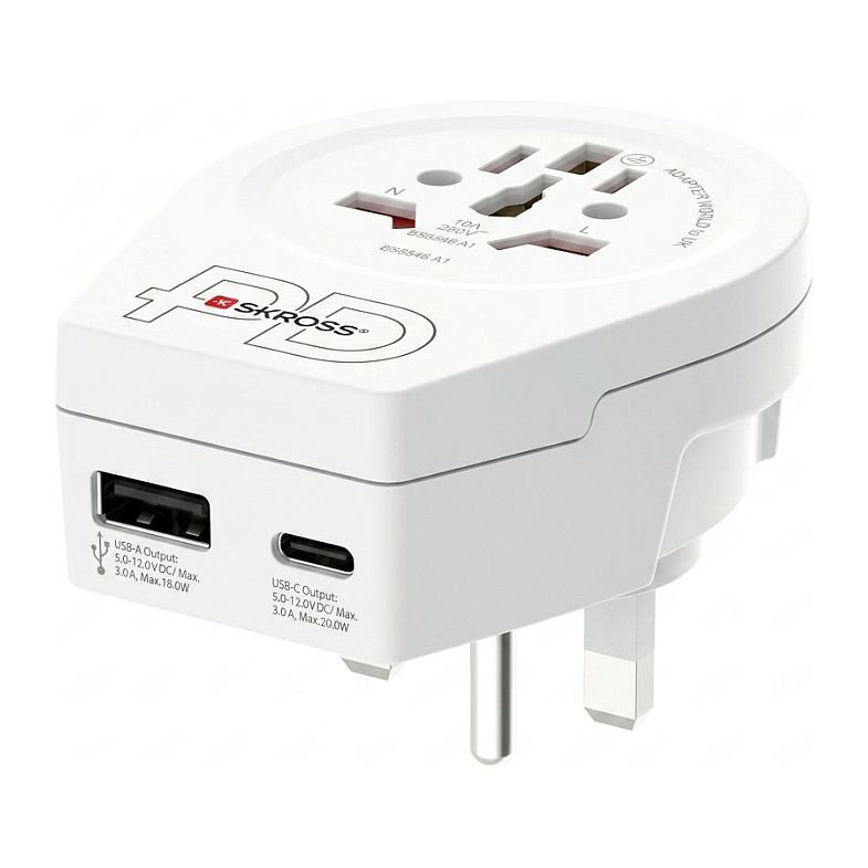 Rejseadapter Skross World to US USB AC20PD