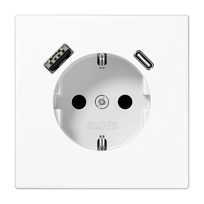 Stikkontakt JUNG LS1520-15CAWW Type F med USB-A og USB-C
