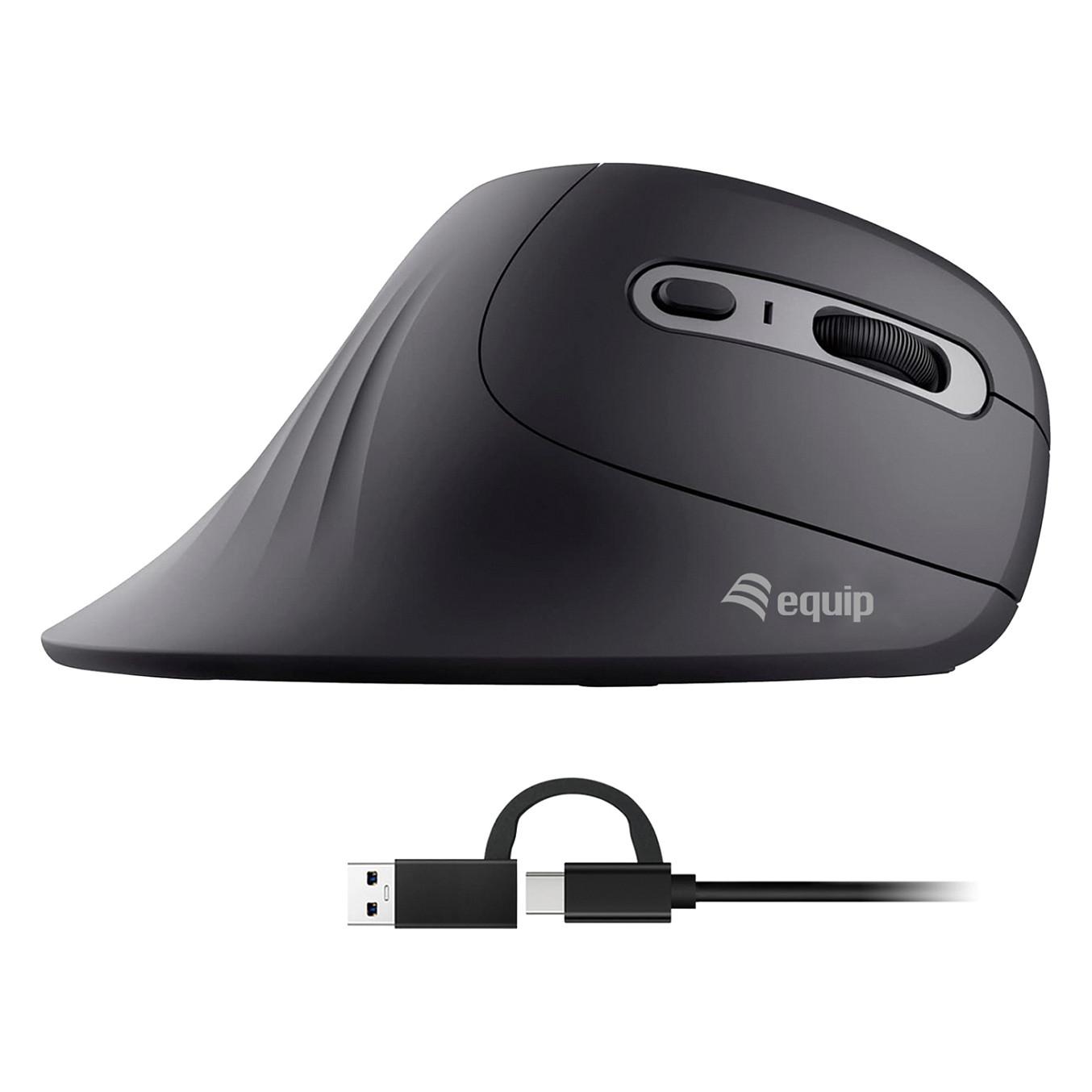 Vertikal ergonomisk mus Equip 245119 - højrehåndet, sort