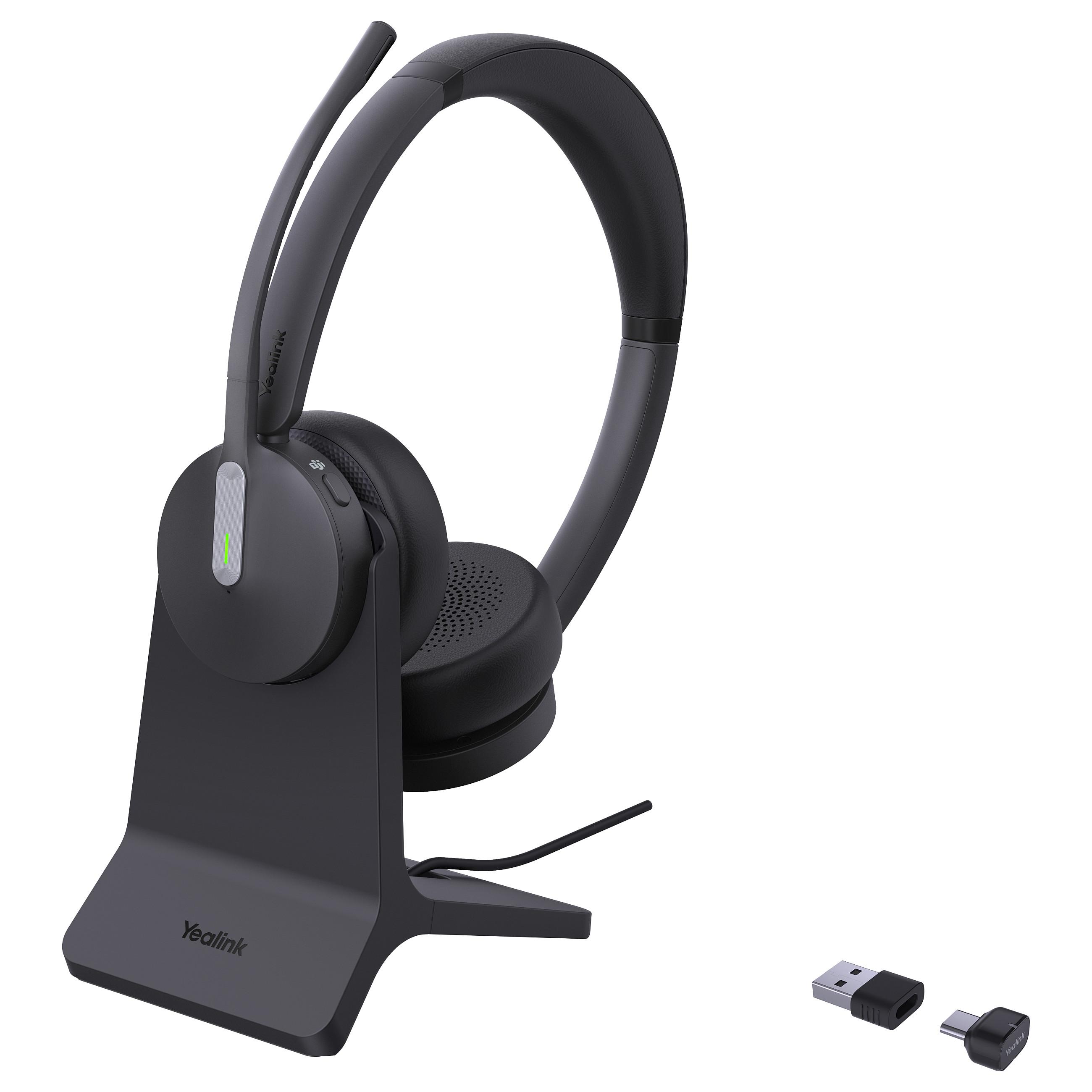 Yealink BH70 Dual Teams trådløst Bluetooth-headset med ladestander - sort