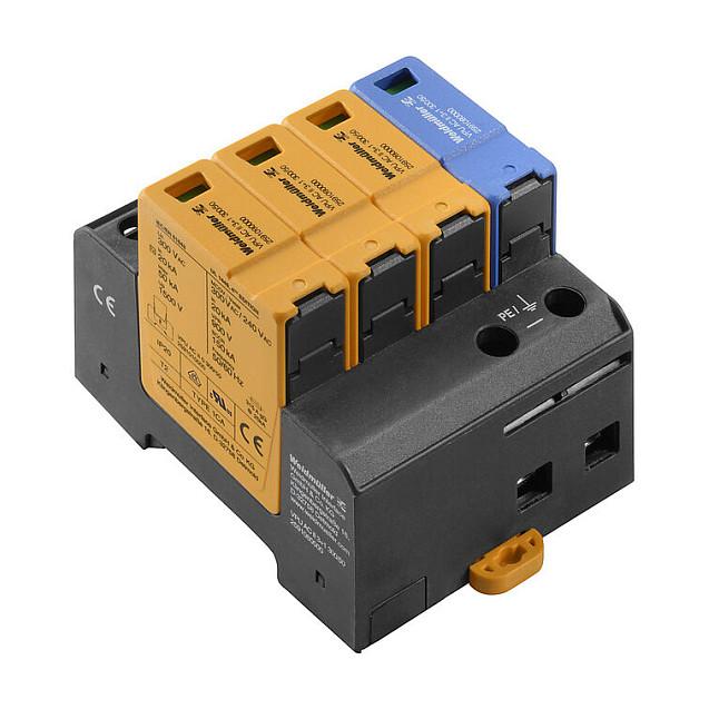 Weidmüller VPU AC II 3+1 300/50, 230 V, 50 Hz, Sort, Orange, Blå, IP20, 453 g, 72 mm