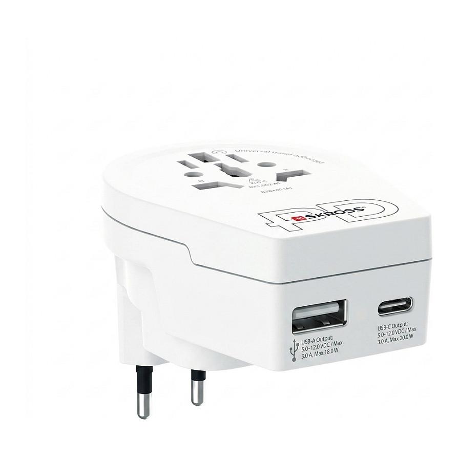 Rejseadapter Skross World to UK USB AC20PD