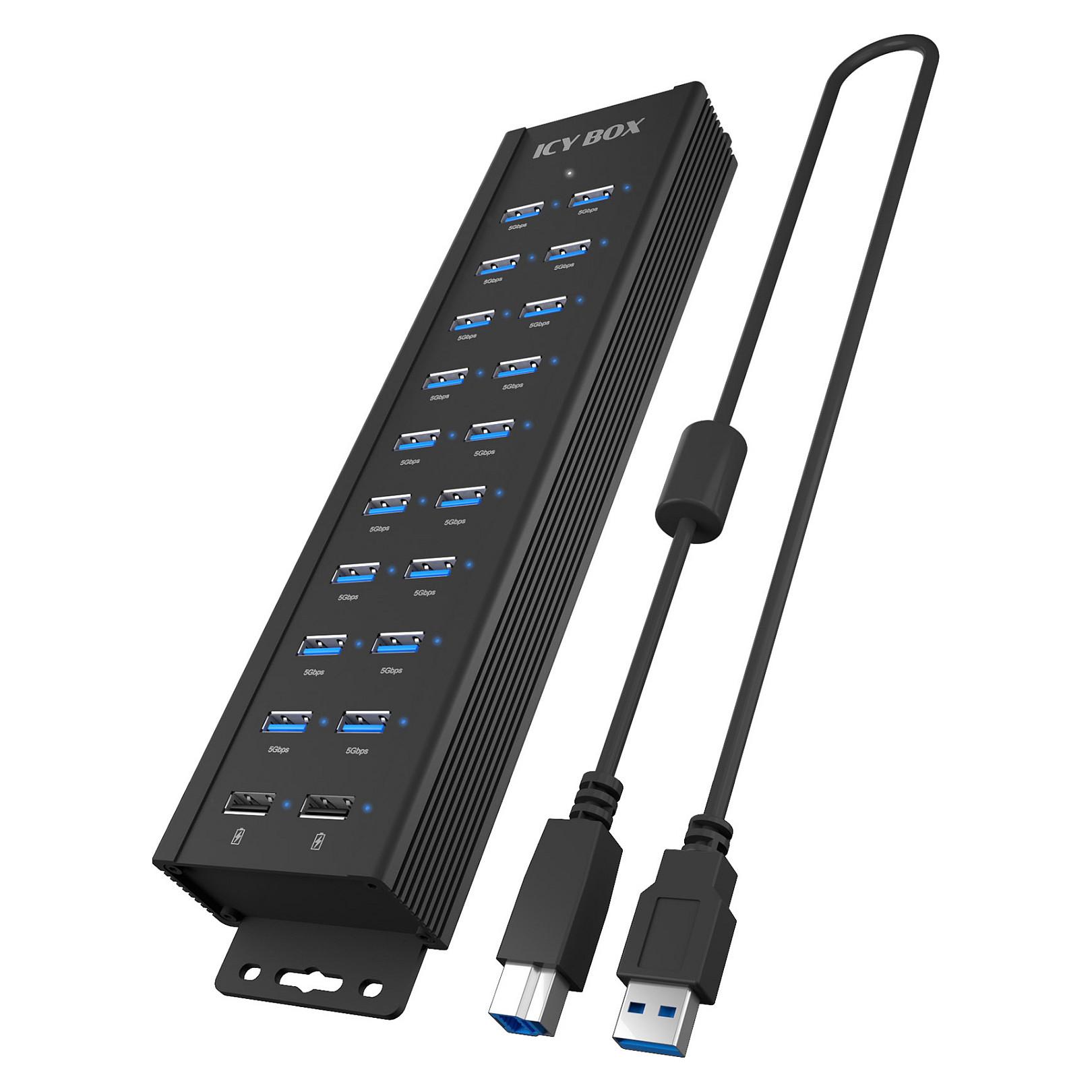 ICY BOX IB-HUB1720-U3 USB-hub 20 porte, USB 3.2 Gen 1, 96 W strømforsyning
