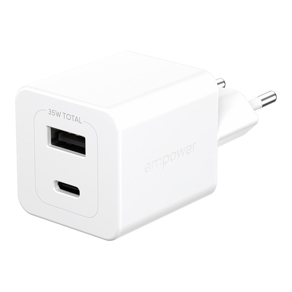 empower by PanzerGlass Turbo 35W Charger incl. USB-C + USB-A | EU Plug | Silver White