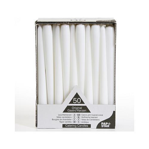 Lys Papstar Catering Candles 25 cm - hvid, 50 stk.