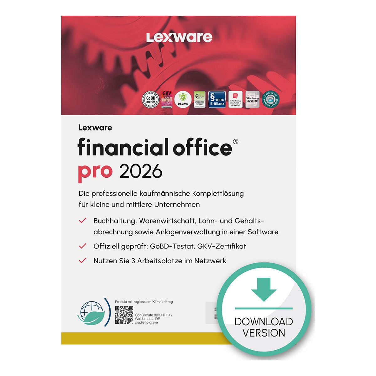 Lexware financial office pro 2026, Finansiel analyse, Fuld, 1 licens(er), Elektronisk software download (ESD), Tysk, Windows 10, Windows 11