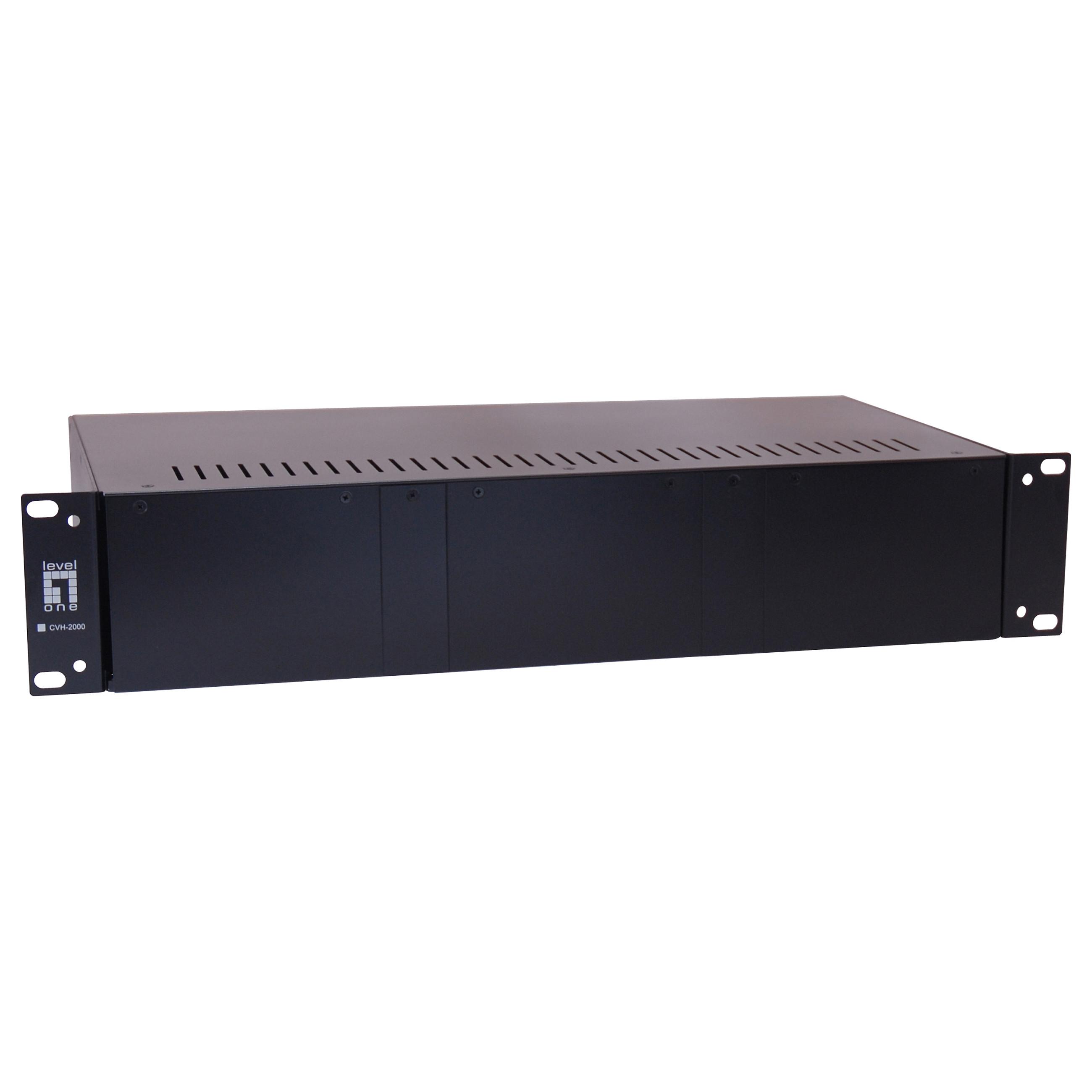 LevelOne CVH-2000 14-slot mediekonverter chassis til 19" rack, sort