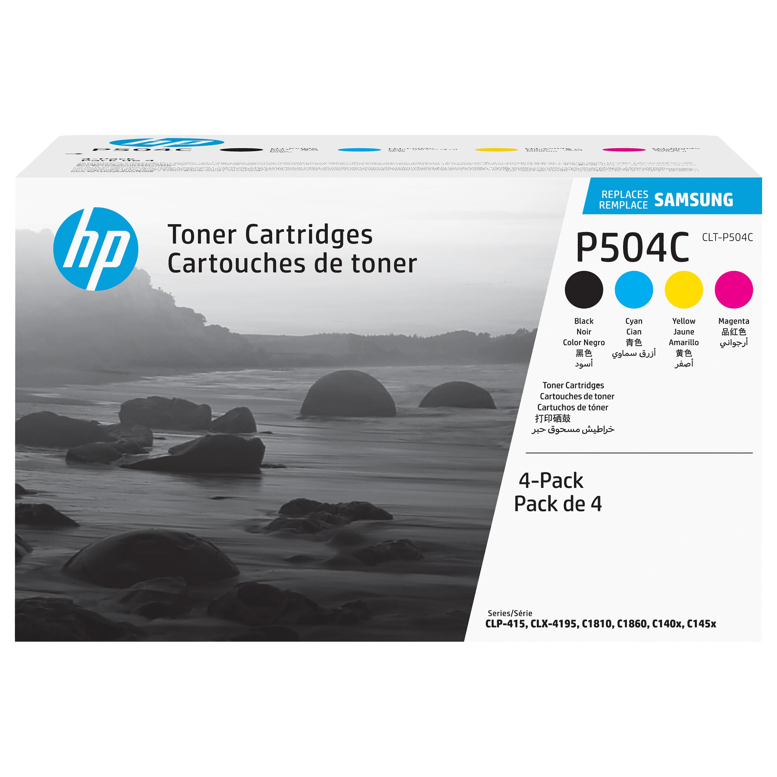 Samsung CLT-P504C - 4 pakker - sort, gul, cyan, magenta - original - tonerpatron (SU400A) - for Samsung CLP-415, CLX-4195 MultiXpress SL-C1453, C1454 Xpress SL-C1404, C1810, C1860