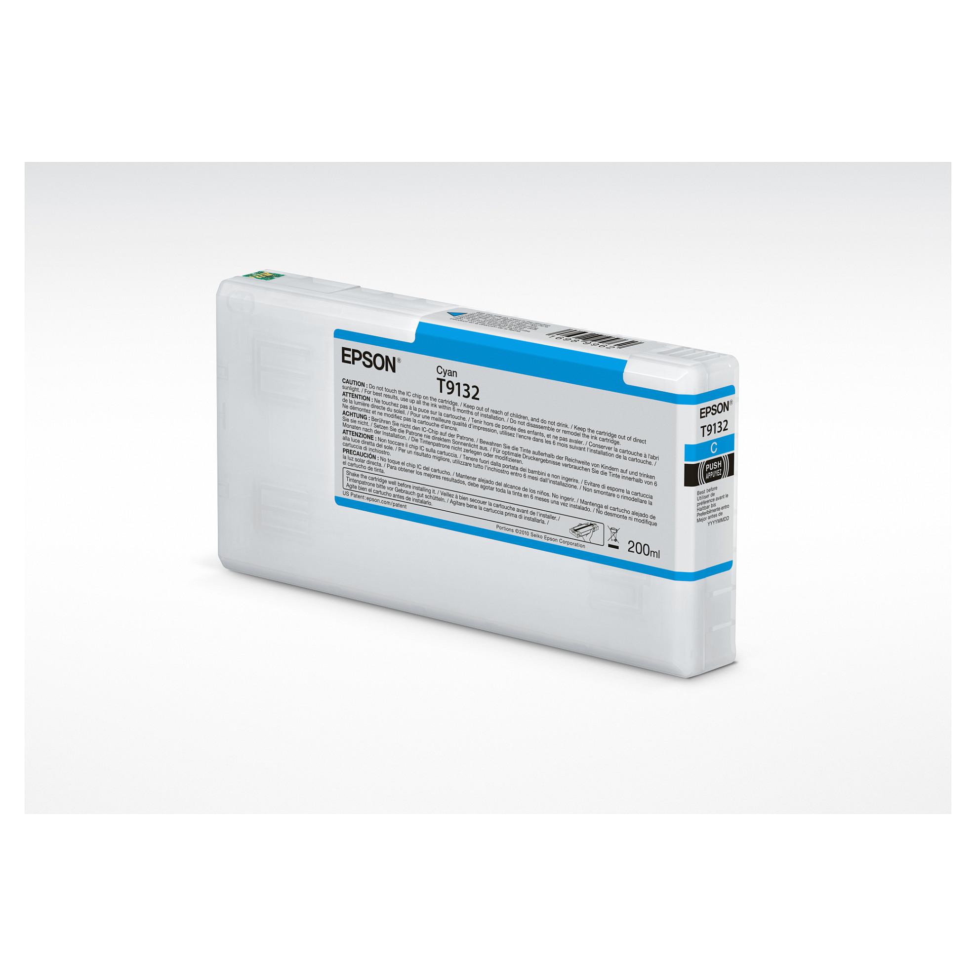 Epson T9132 - 200 ml - cyan - original - blækpatron - for SureColor SC-P5000, SC-P5000 STD Spectro, SC-P5000 Violet, SC-P5000 Violet Spectro